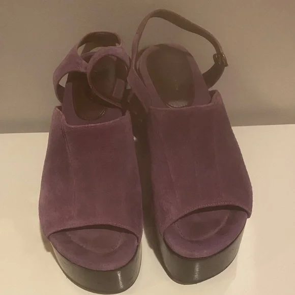 Dries Van Noten Purple Suede Platform Heels